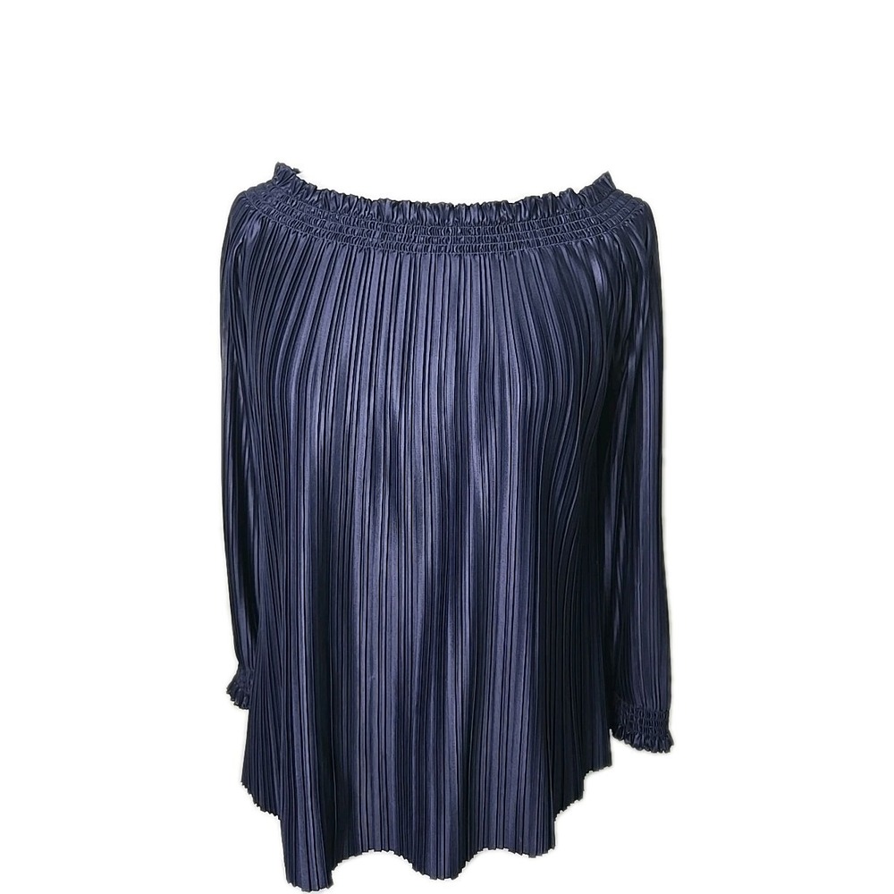 Banana Republic Satin Off‎ Shoulder Smocked Neckline Long Sleeve Blouse Medium M
